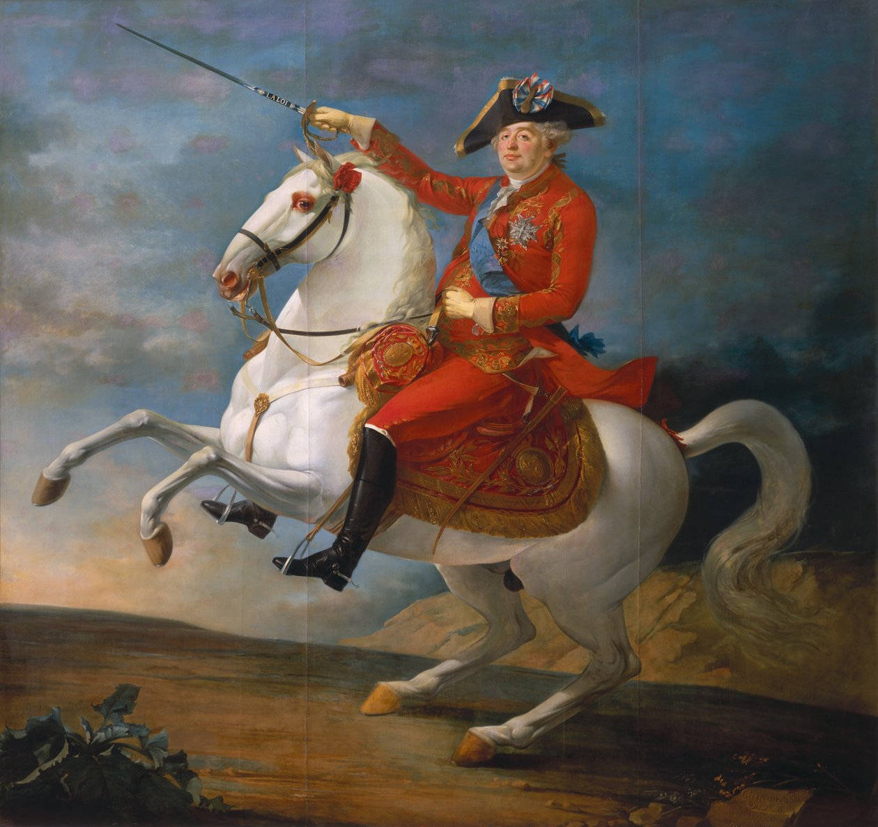 Ludvig XVI:n (1754-1793) ratsastusmuotokuva 1791 tekijältä Jean Baptiste Francois Carteaux