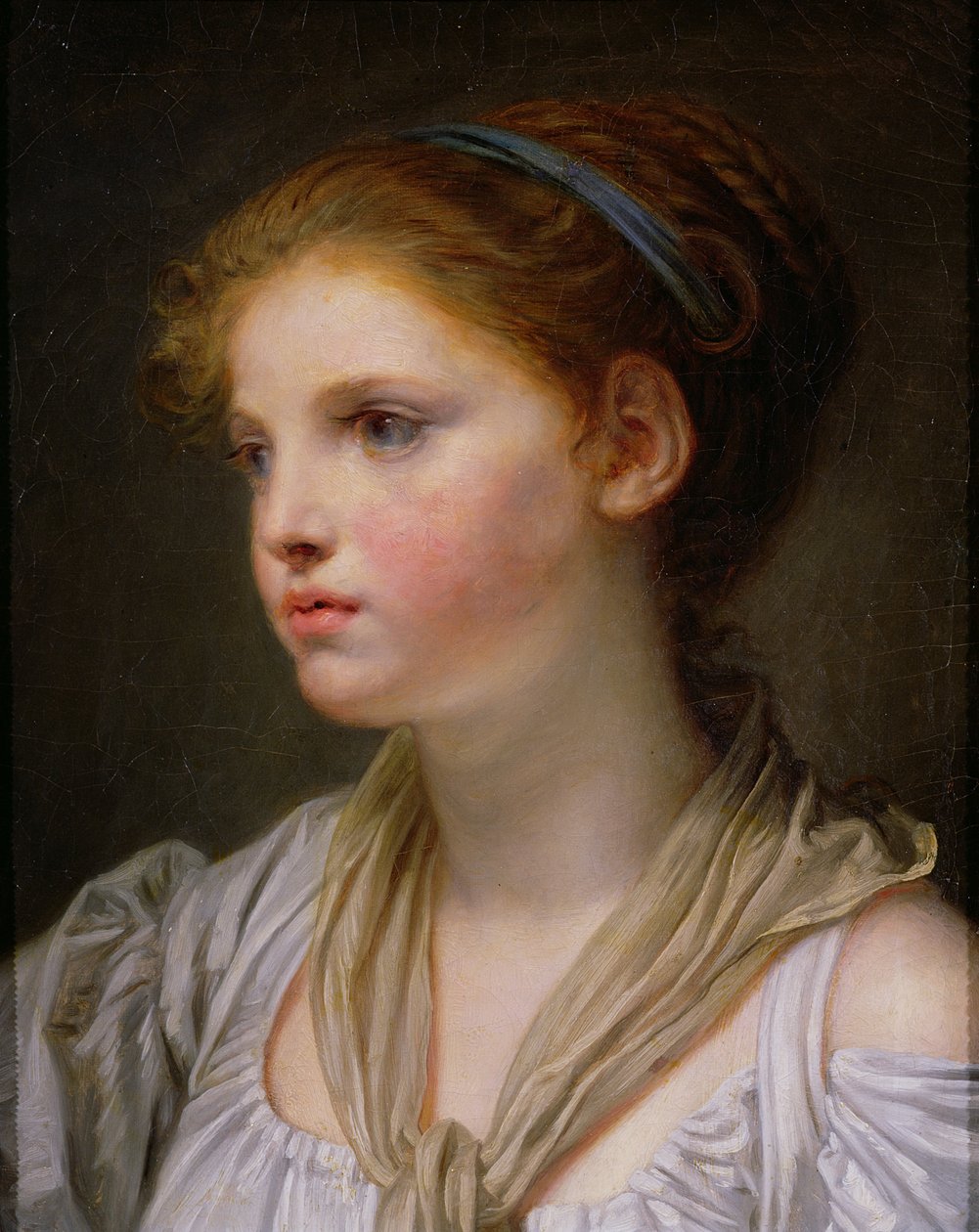 0irl sinisellä nauhalla tekijältä Jean Baptiste Greuze