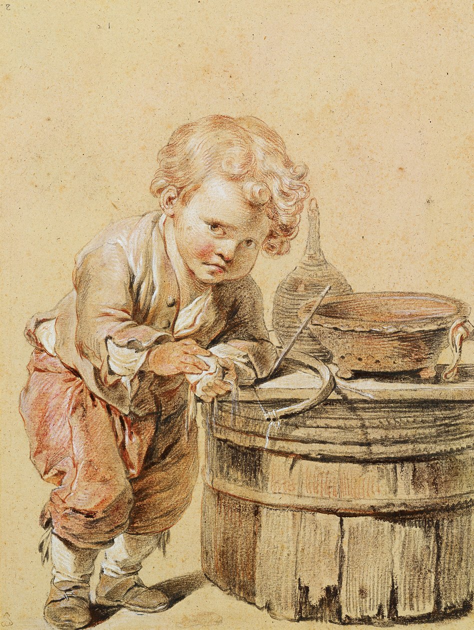 Poika rikki munalla, n. 1756 tekijältä Jean Baptiste Greuze