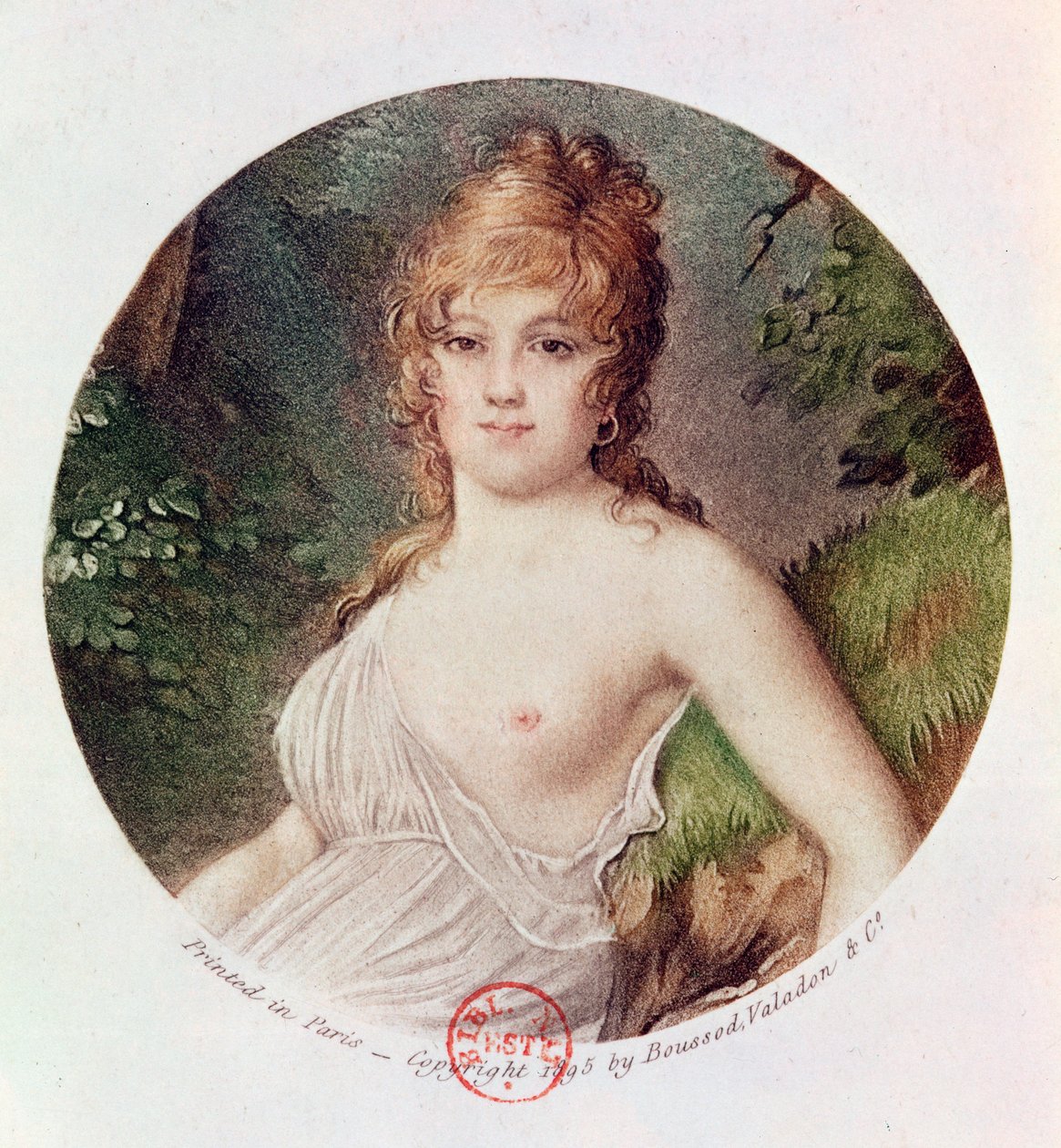 Theresa de Cabarrusin (1773-1835) muotokuva, joka tunnetaan myös nimellä Madame Tallien, painatus Boussod, Valadon and Companysta, 1895 (värillinen litho) tekijältä Jean Baptiste Isabey
