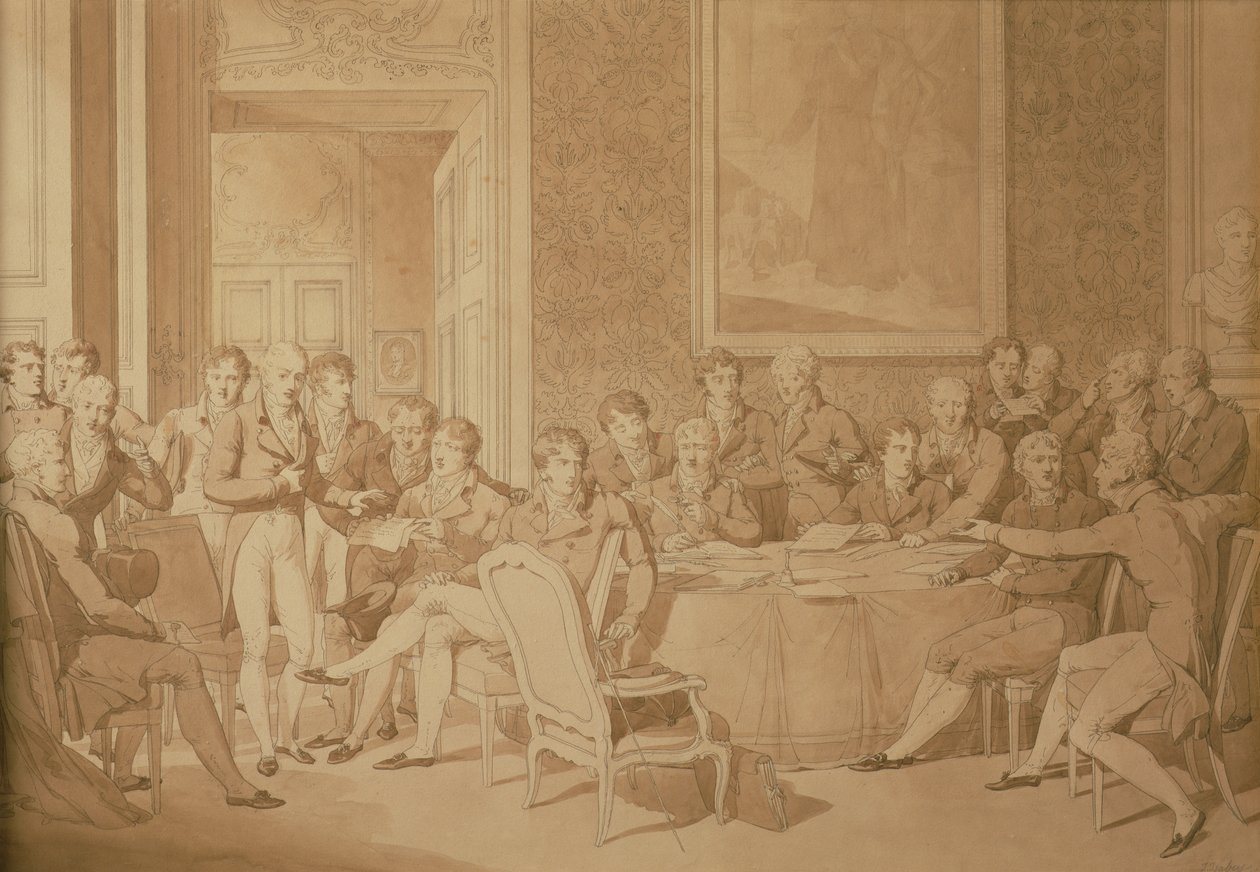 Wienin kongressi, 1815 (lyijykynä ja wc) (KATSO MYÖS 217258) tekijältä Jean Baptiste Isabey