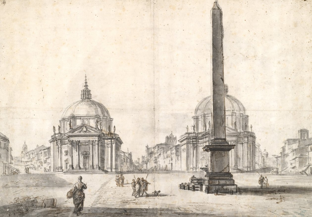 Piazza del Popolo, Rooma tekijältä Jean Baptiste Lallemand