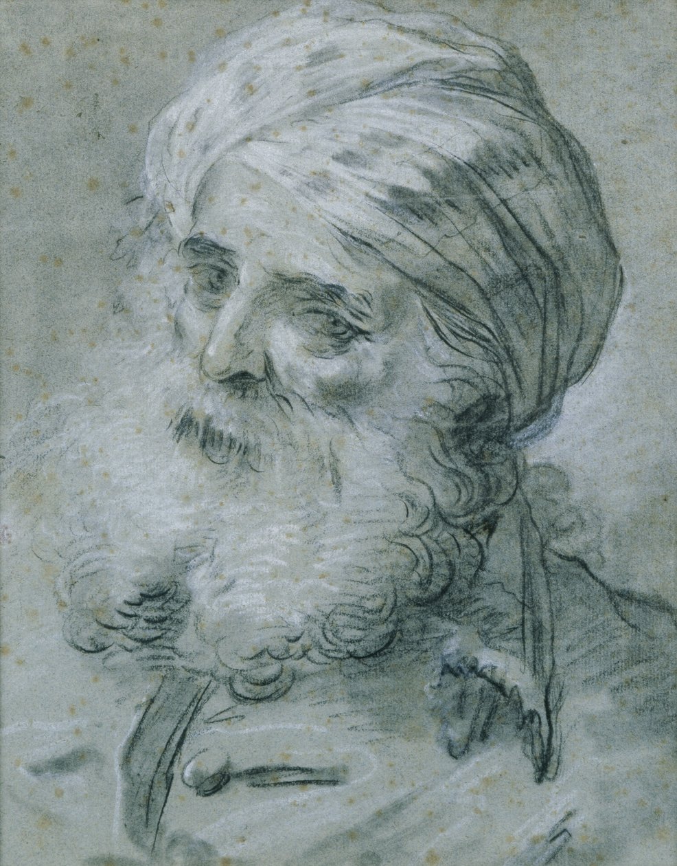Vanhan miehen muotokuva (liitu paperille) tekijältä Jean Baptiste Le Prince