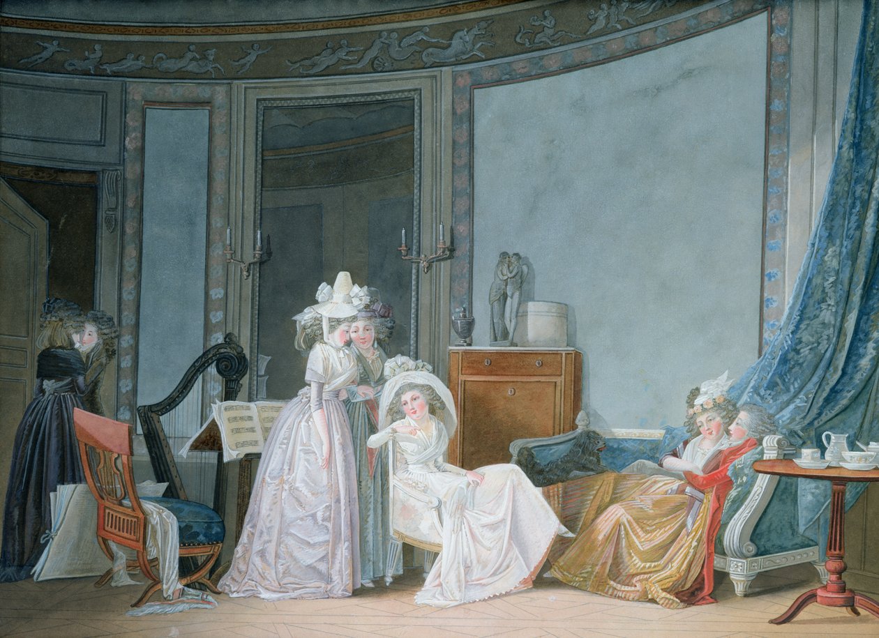 Tapaaminen salongissa, 1790 tekijältä Jean Baptiste Mallet