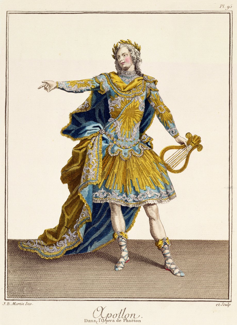 Puku Apollolle oopperassa "Phaethon", taiteilijan kaiverrus, n. 1780 tekijältä Jean Baptiste Martin
