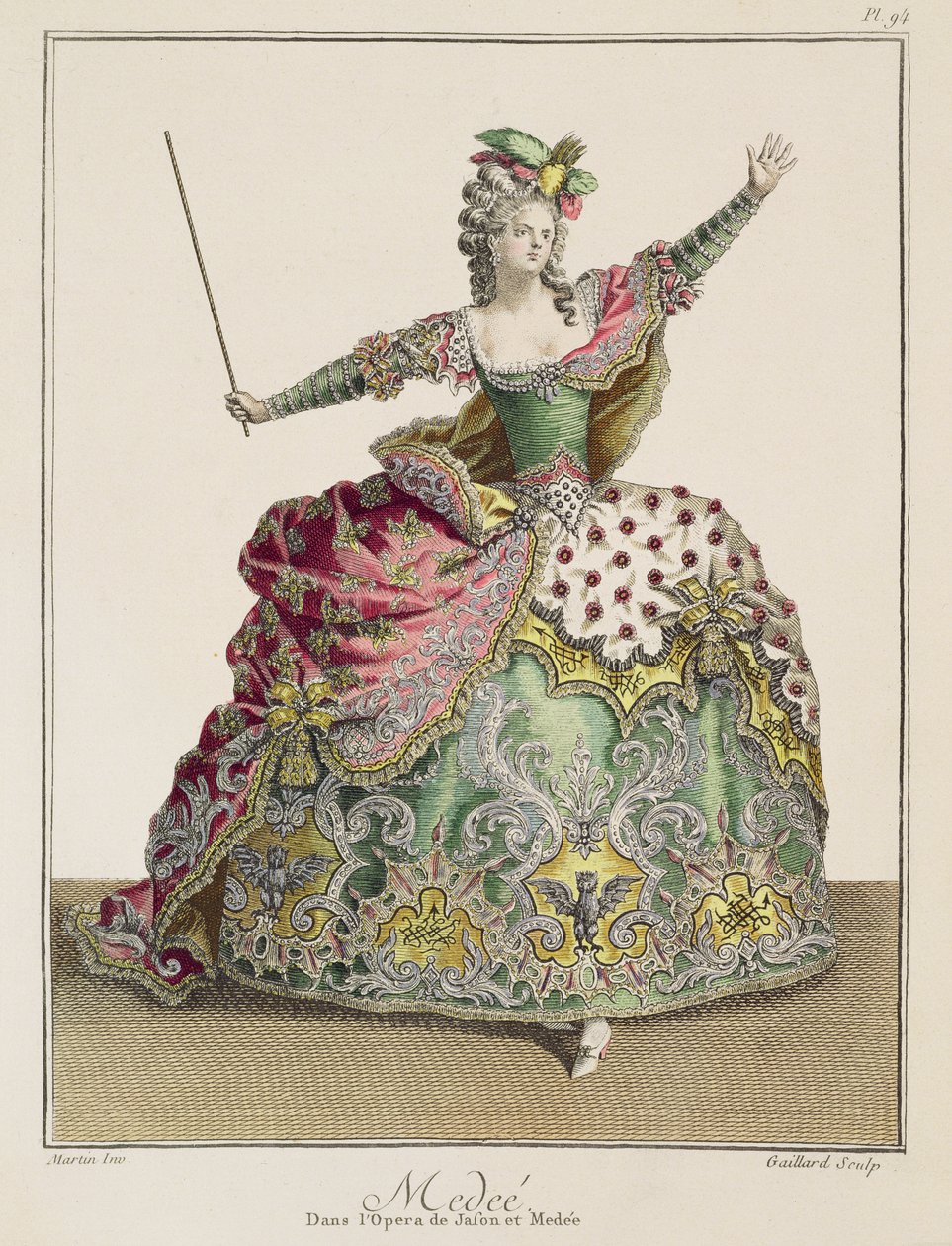Puku Medealle oopperassa "Jason ja Medea", kaiverrus Rene Gaillard (n.17190-90) n.1780 tekijältä Jean Baptiste Martin