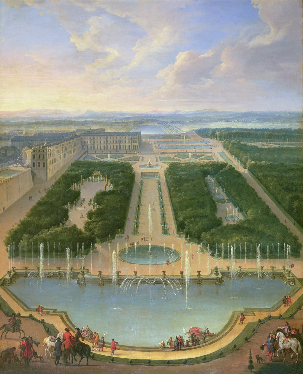Perspektiivinäkymä Versaillesin linnasta Neptunuksen suihkulähteestä nähtynä, 1696 tekijältä Jean Baptiste Martin