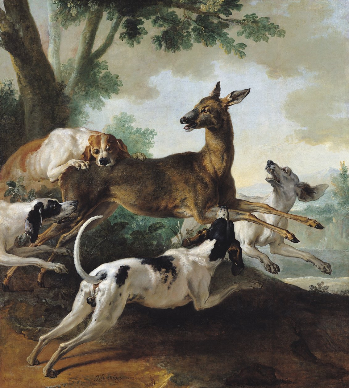 Koirien jahtaama peura, 1725 tekijältä Jean Baptiste Oudry