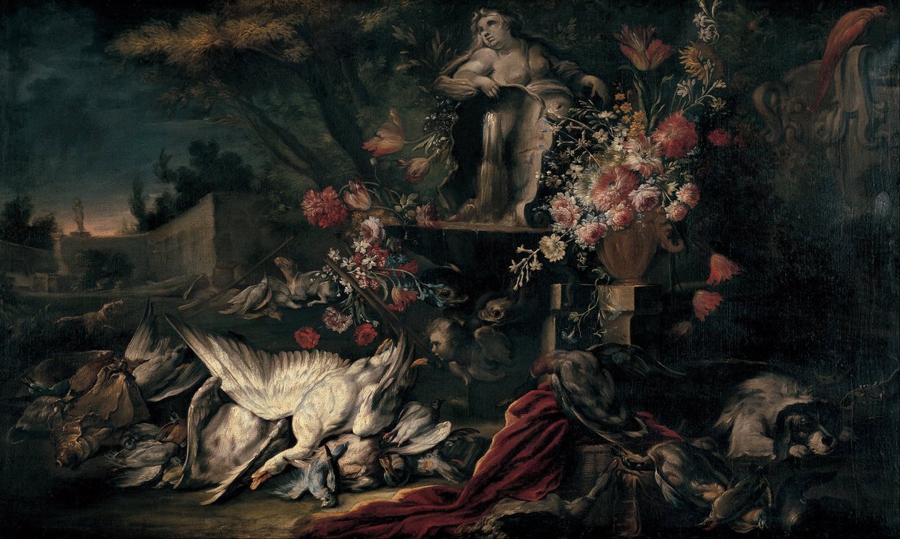 Kuoleman luonto ampumavälineillä ja kukilla I tekijältä Jean Baptiste Oudry