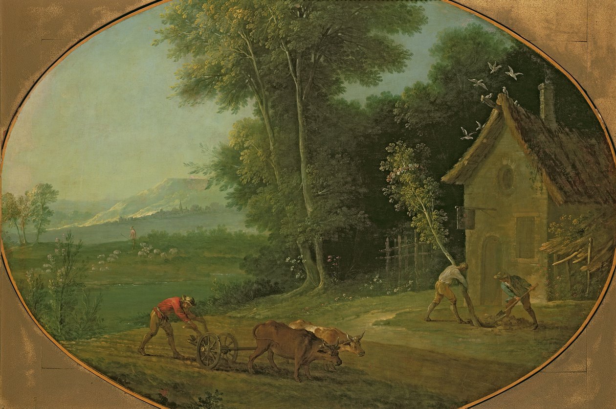 Kevätmaisema, 1749 tekijältä Jean Baptiste Oudry