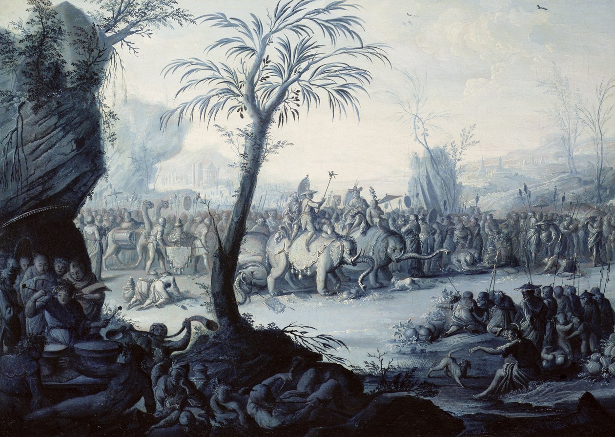 Chinoiserie-maisema hahmoilla ja eläimillä tekijältä Jean Baptiste Pillement