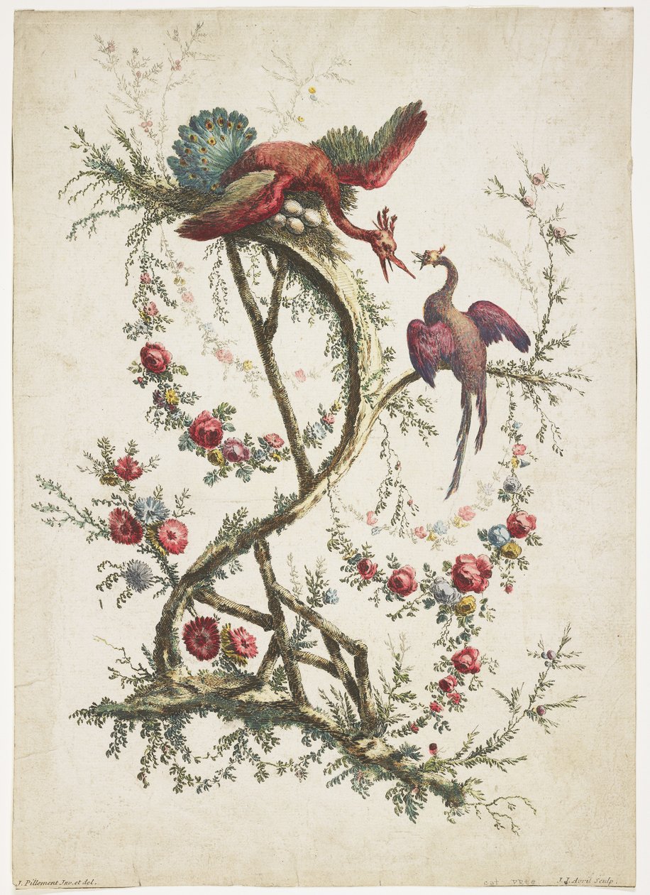 Ornamentti. Chinoiserie. Kukat ja linnut, 1770 tekijältä Jean Baptiste Pillement