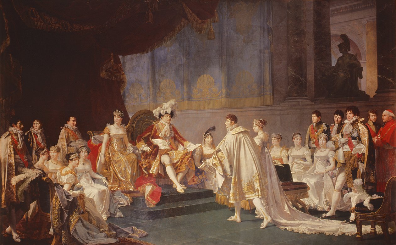 Prinssi Jerome Bonaparten ja Württembergin prinsessa Catharina Frederican avioliitto Pariisissa 22. elokuuta 1807 tekijältä Jean Baptiste Regnault