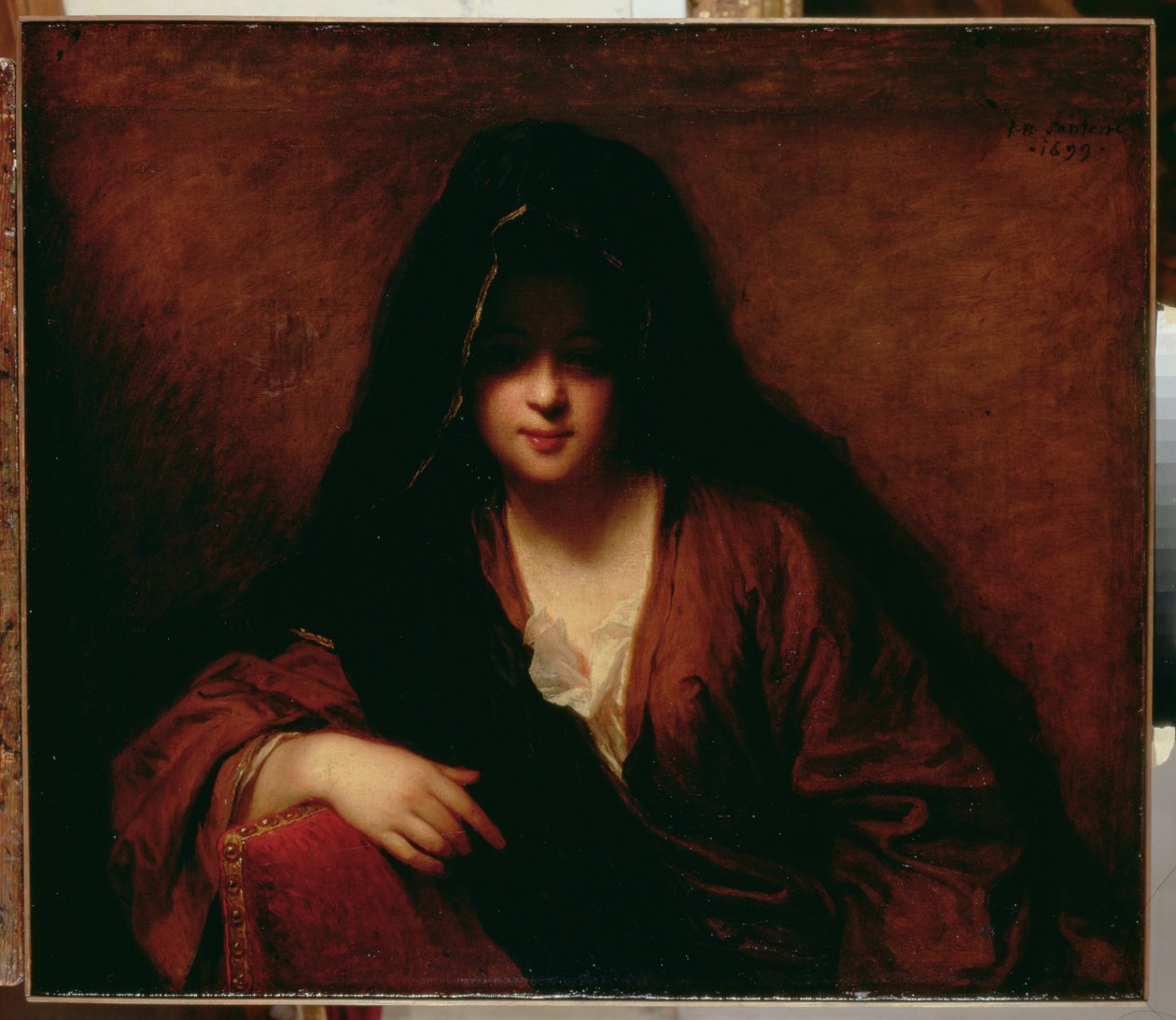 Nuori nainen huivissa, 1699 tekijältä Jean Baptiste Santerre