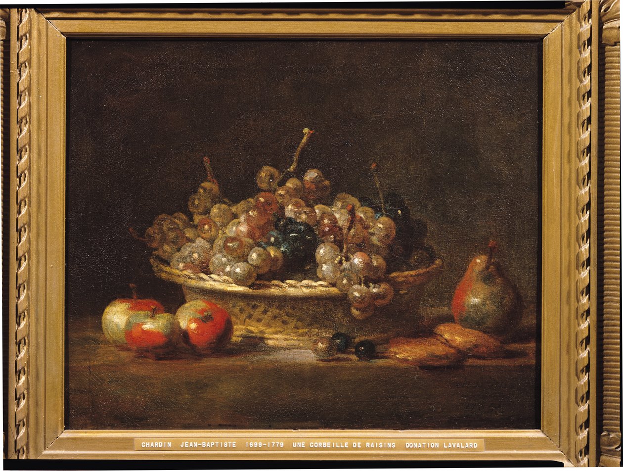 Viinirypälekori, 1765 tekijältä Jean Baptiste Simeon Chardin