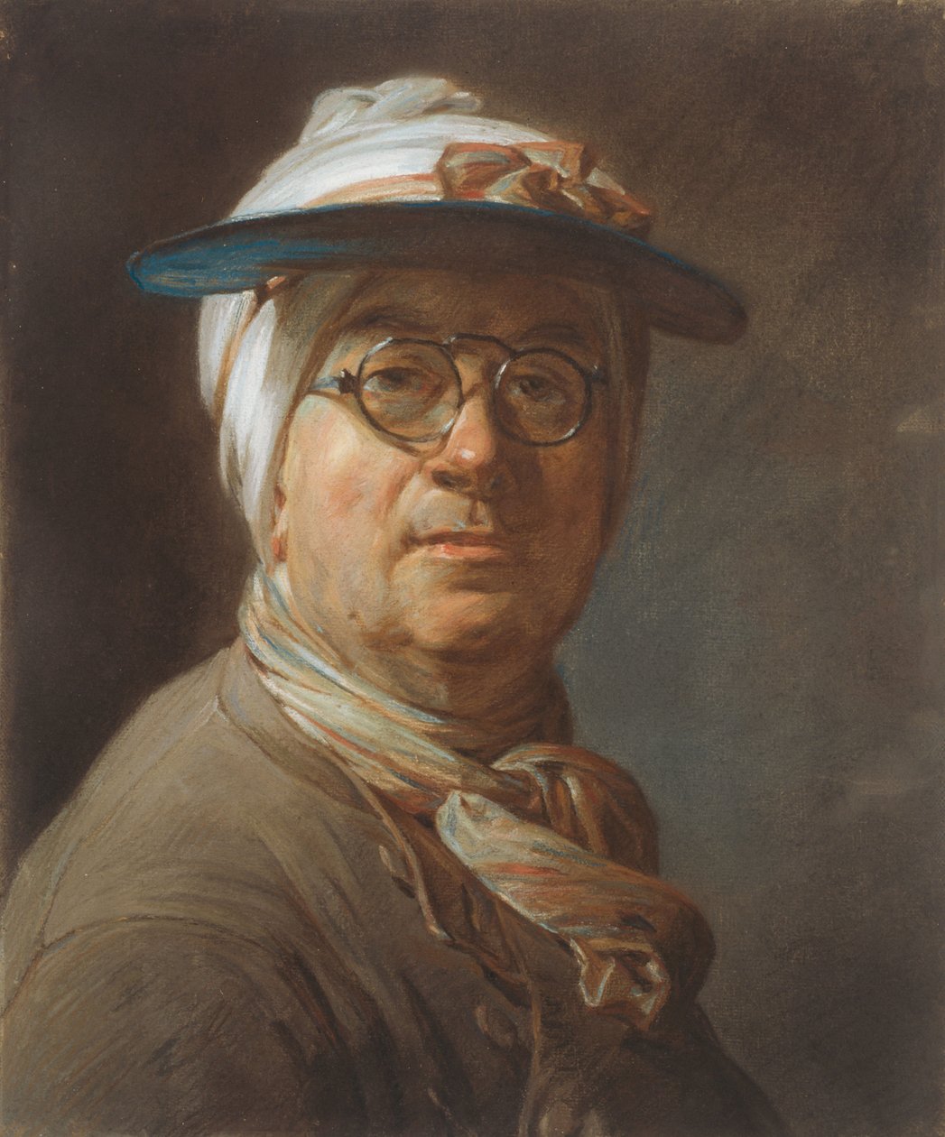 Omakuva visiirin kanssa tekijältä Jean Baptiste Simeon Chardin