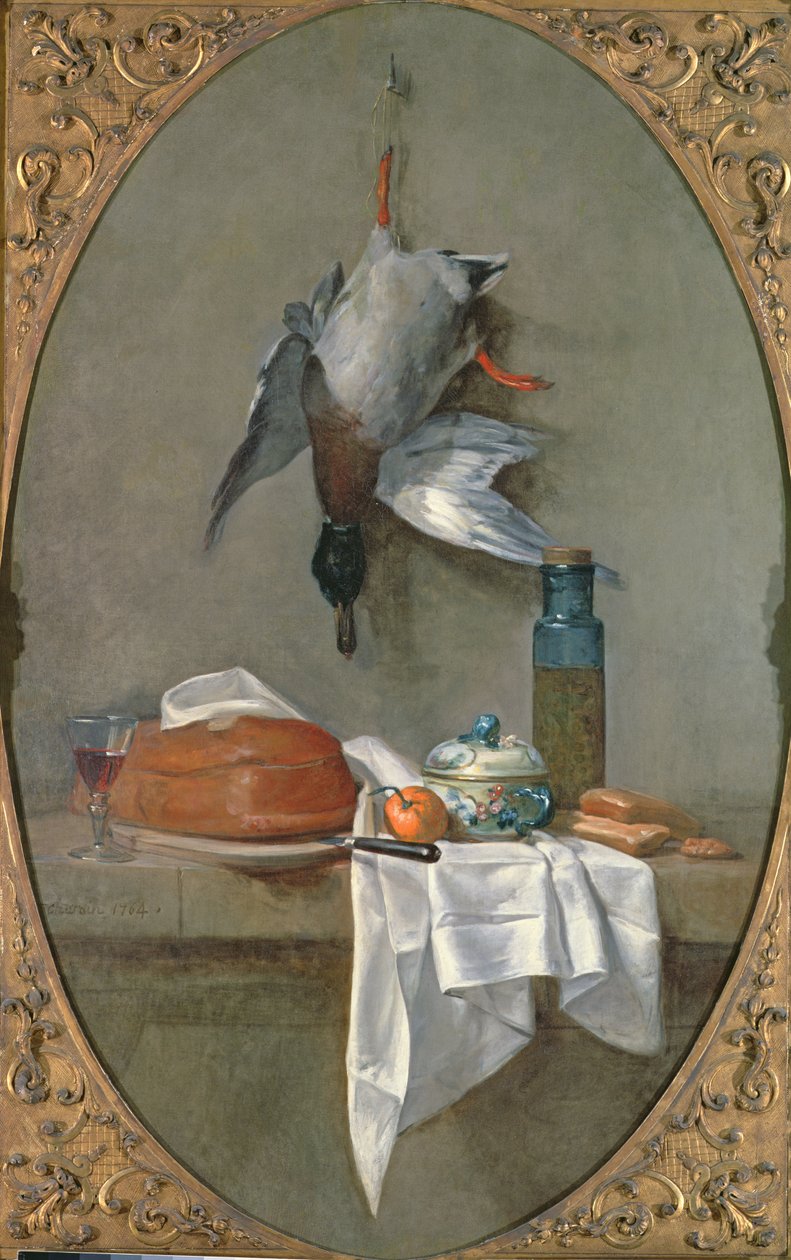 Asetelma ankan kanssa, 1764 tekijältä Jean Baptiste Simeon Chardin