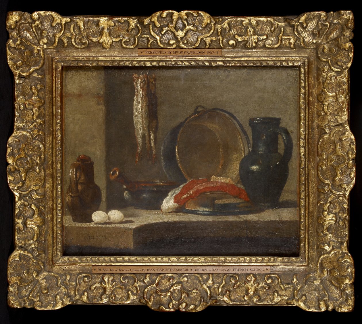 Keittiövälineiden asetelma, n. 1733-34 tekijältä Jean Baptiste Simeon Chardin