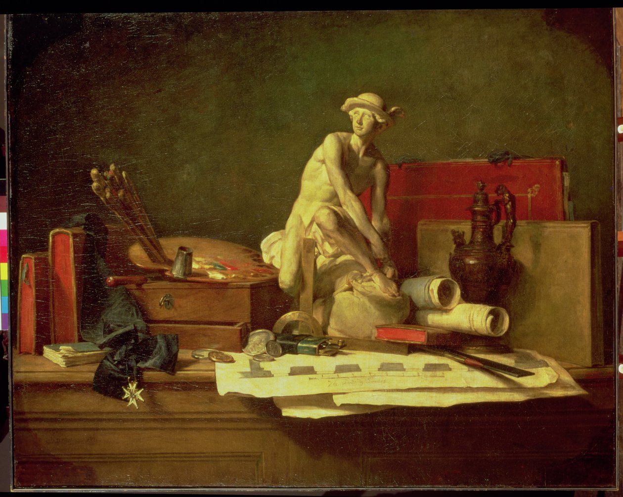 Asetelma taiteen ominaisuuksilla, 1766 tekijältä Jean Baptiste Simeon Chardin
