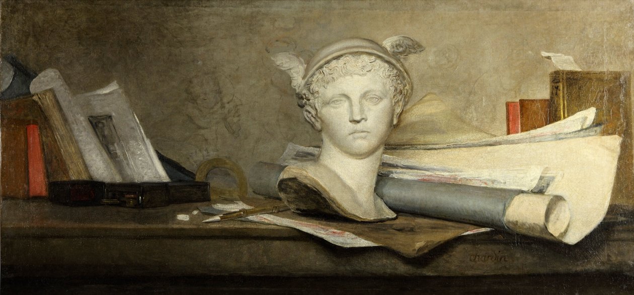 Asetelma, jossa on taiteen ominaisuuksia tekijältä Jean Baptiste Simeon Chardin