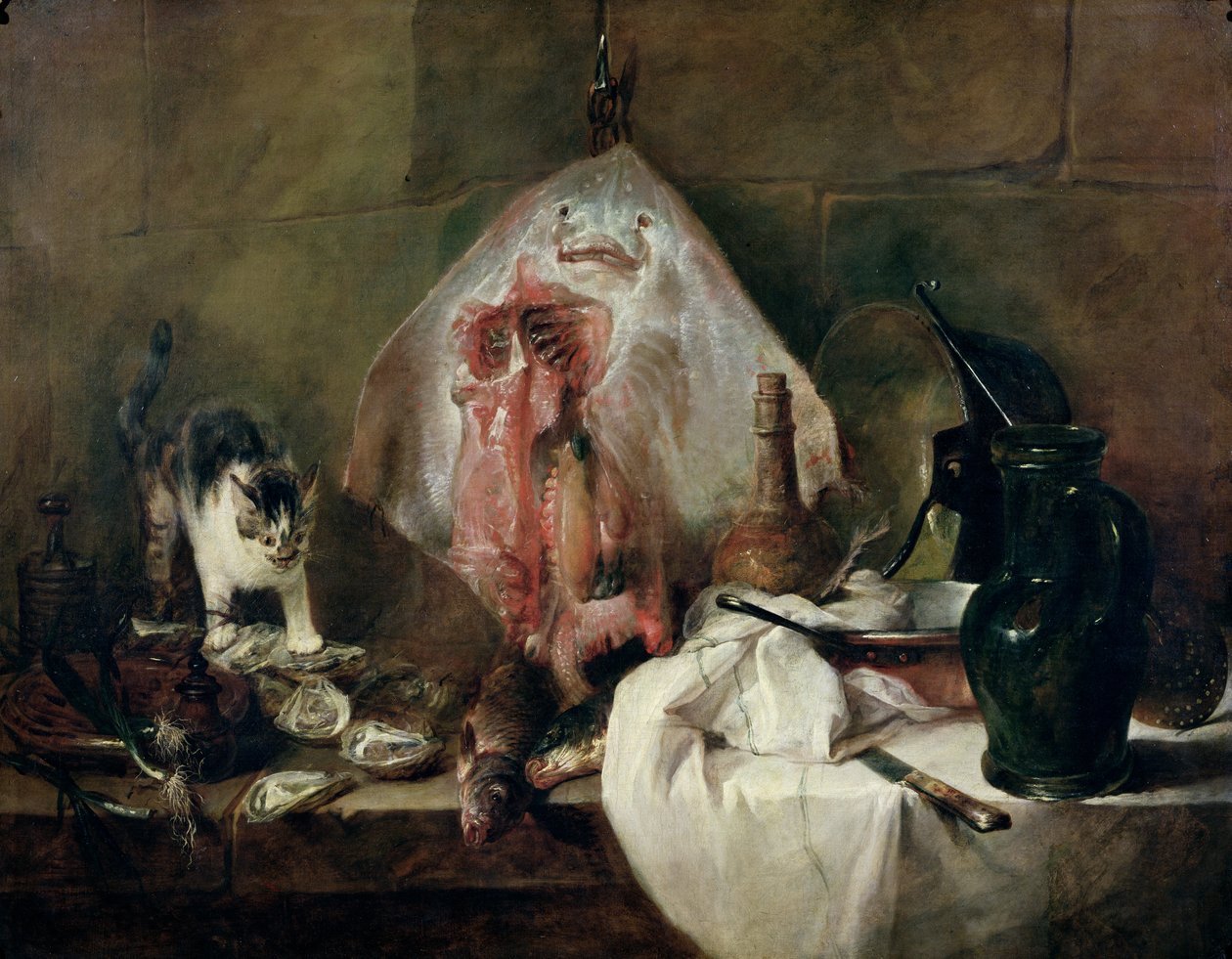 Säde tai keittiön sisustus, 1728 tekijältä Jean Baptiste Simeon Chardin