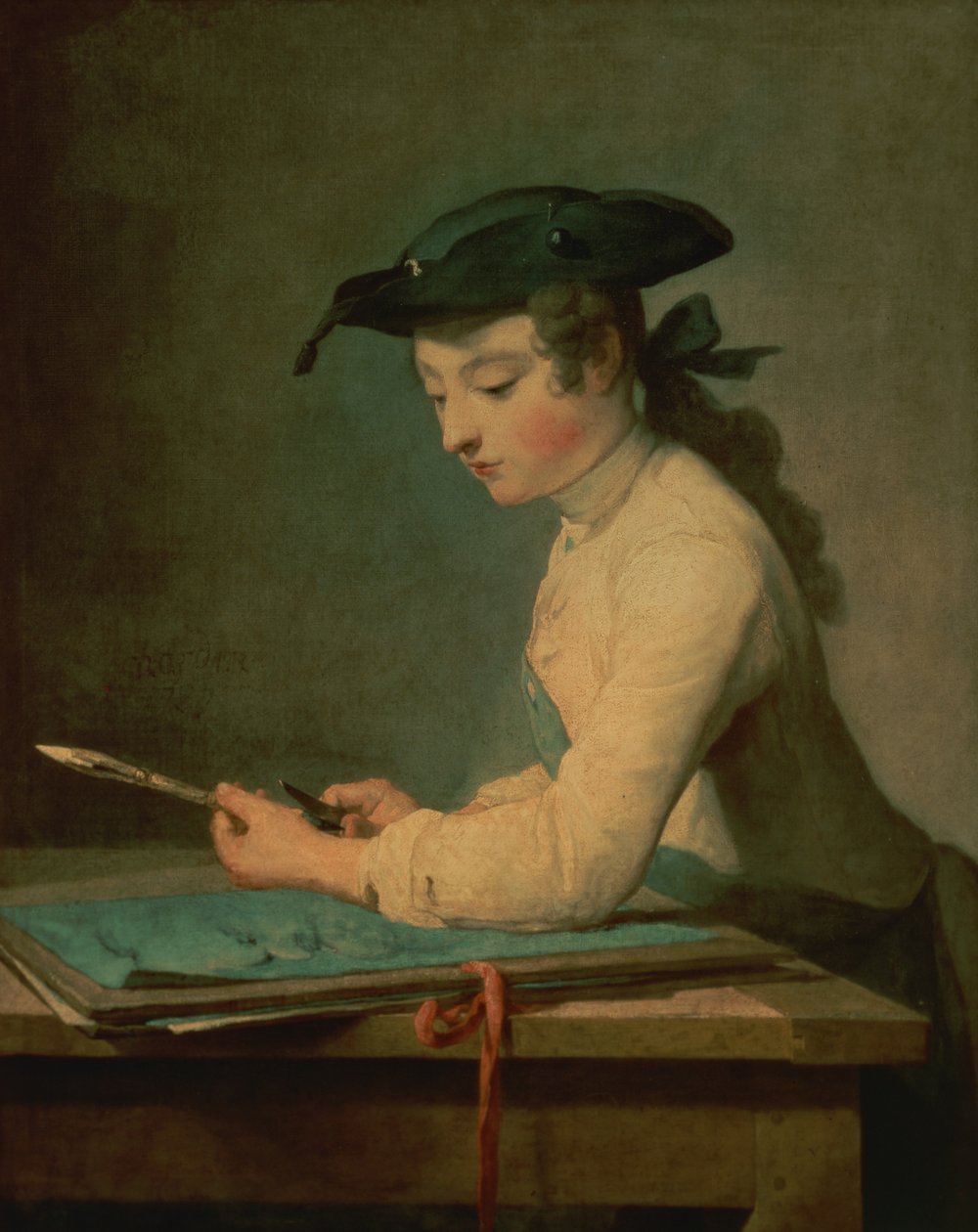 Nuori piirtäjä, 1737 tekijältä Jean Baptiste Simeon Chardin