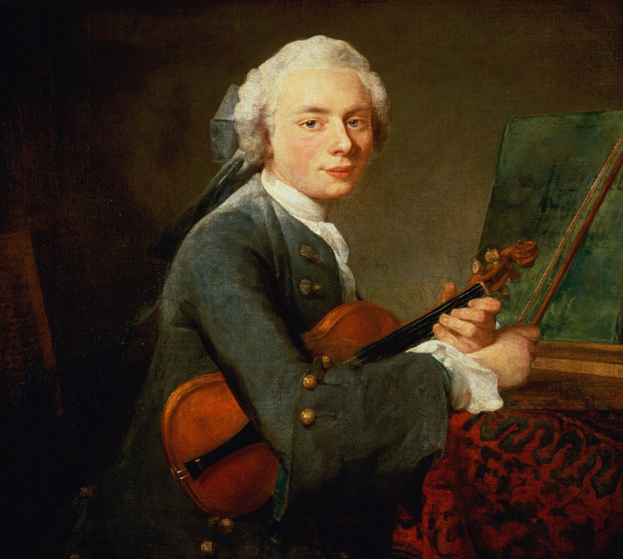 Nuori mies viululla tai muotokuva Charles Theodose Godefroysta (1718-96) n. 1738 tekijältä Jean Baptiste Simeon Chardin