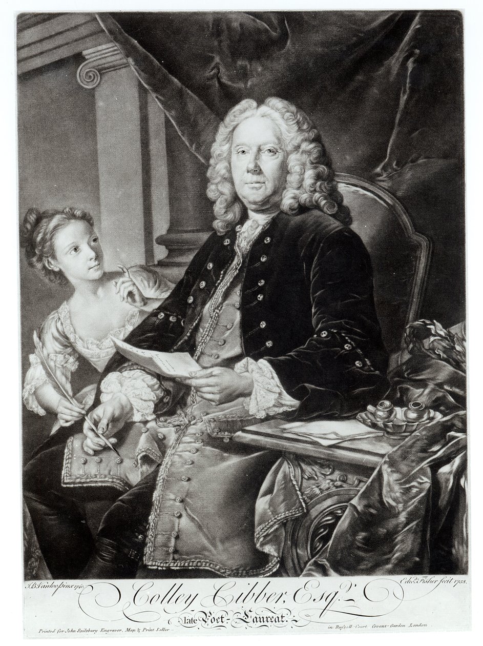 Colley Cibber (1671-1757) 1758, kaiverrus Edward Fisher (1722-85) tekijältä Jean Baptiste Vanloo