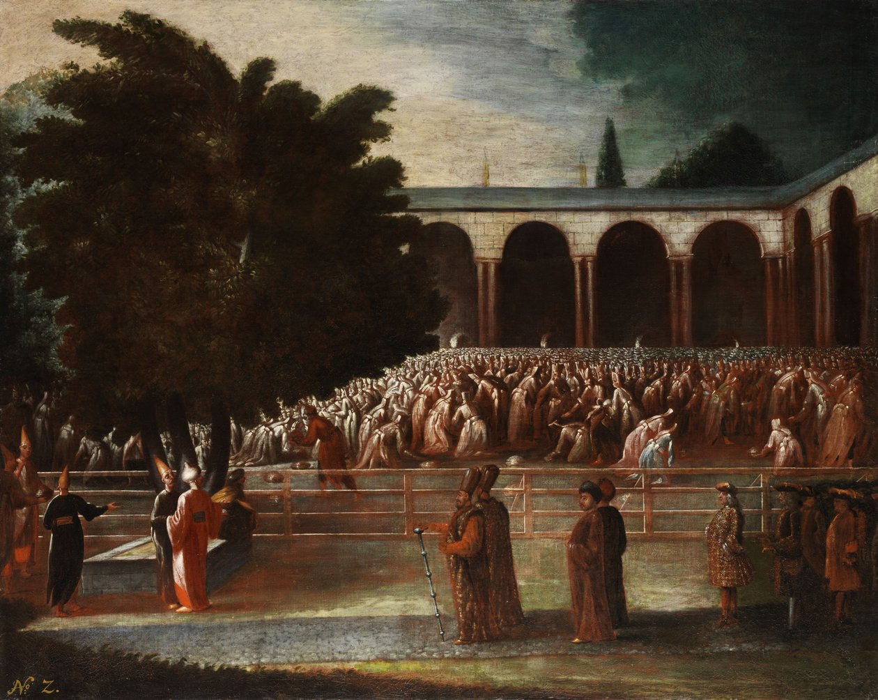 Botschaftsgesandte begeben sich zur Audienz beim Sultan Achmed III tekijältä Jean Baptiste Vanmour