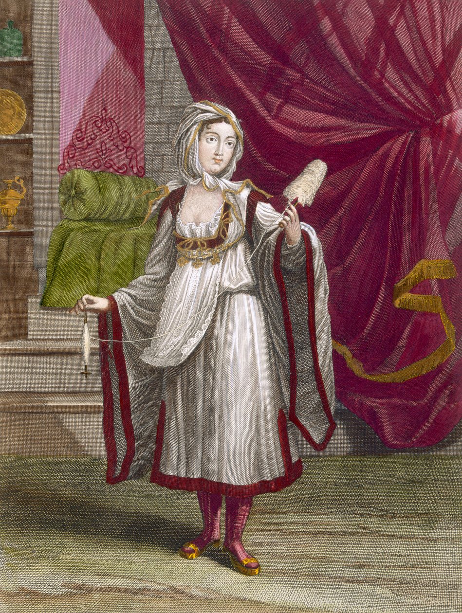 Tyttö Kimoloksen saarelta, Kykladien saarelta, n.1708 tekijältä Jean Baptiste Vanmour