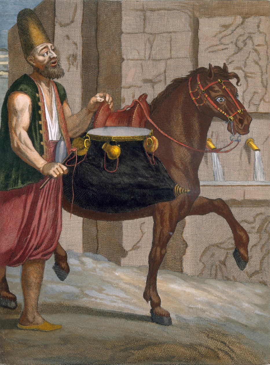 Saka, hyväntekeväinen dervish, joka vei vettä ympäri kaupunkia, n. 1708 tekijältä Jean Baptiste Vanmour