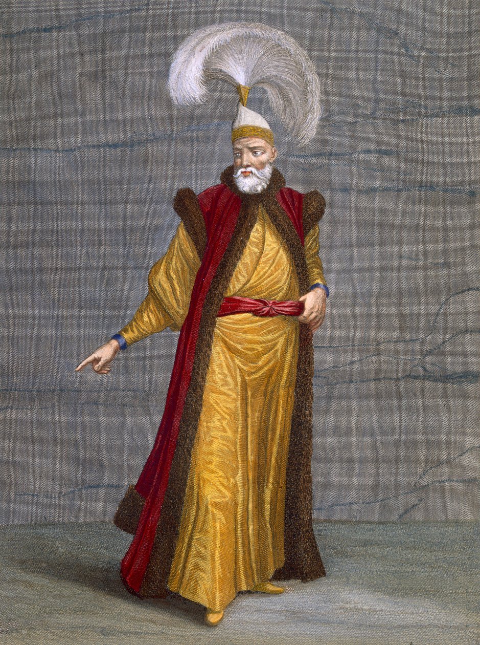 Soulak-Bachi, levy 16 Charles de Ferriolin kokoelmasta Sata vedosta, jotka edustavat Levantin eri kansakuntia, kaiverrus Gerard Scotin (1671-1716), 1707-08 (värinen kaiverrus) tekijältä Jean Baptiste Vanmour