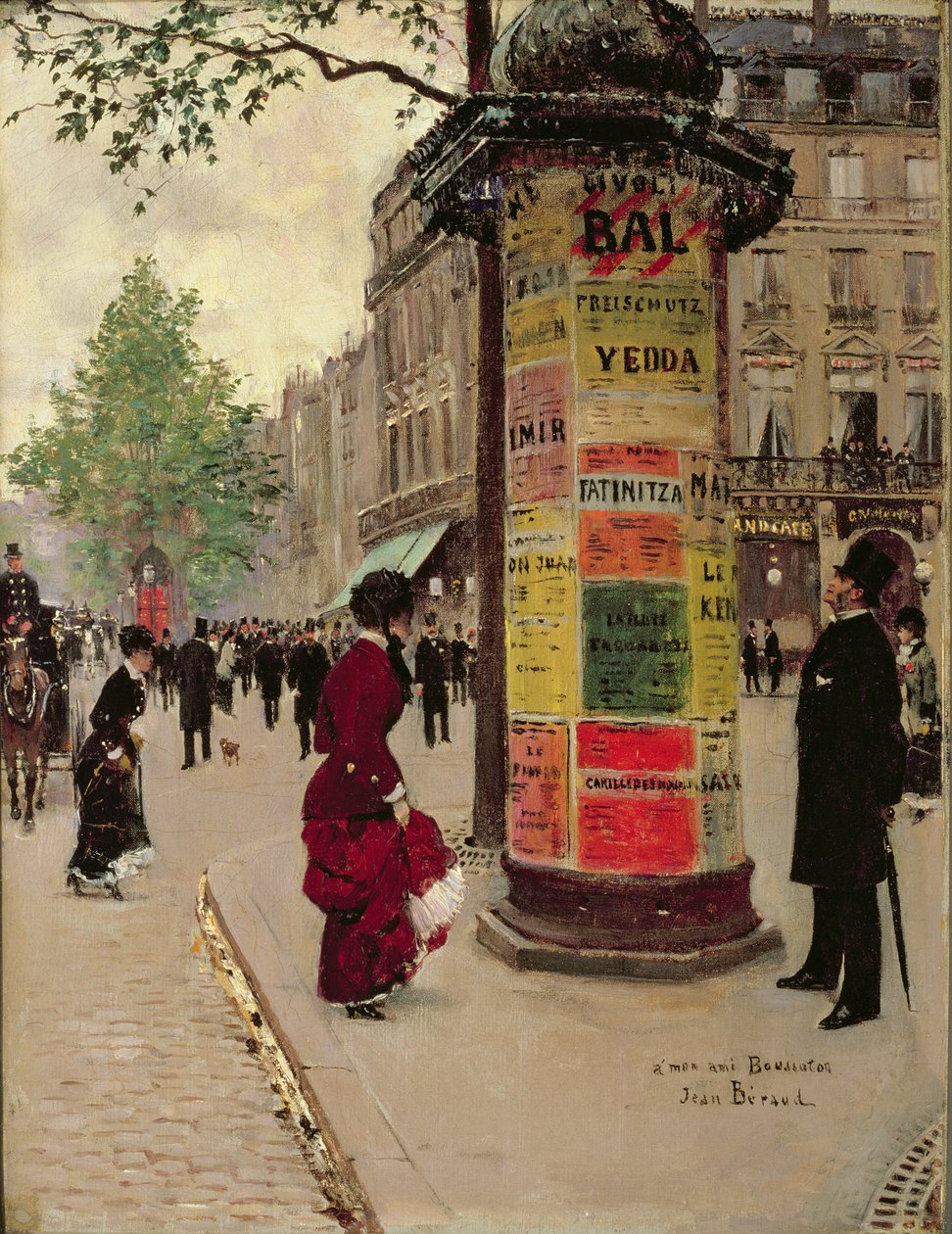 Pariisin kioski, 1880-luvun alku (öljy kankaalle) tekijältä Jean Beraud