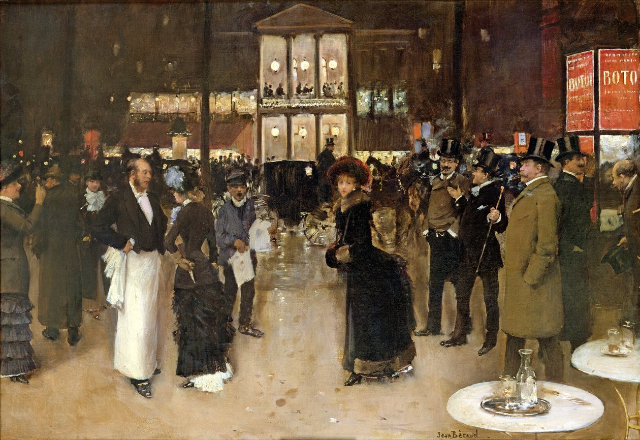 The Boulevard at Night, Theater des Varietesin edessä, n. 1883 tekijältä Jean Beraud