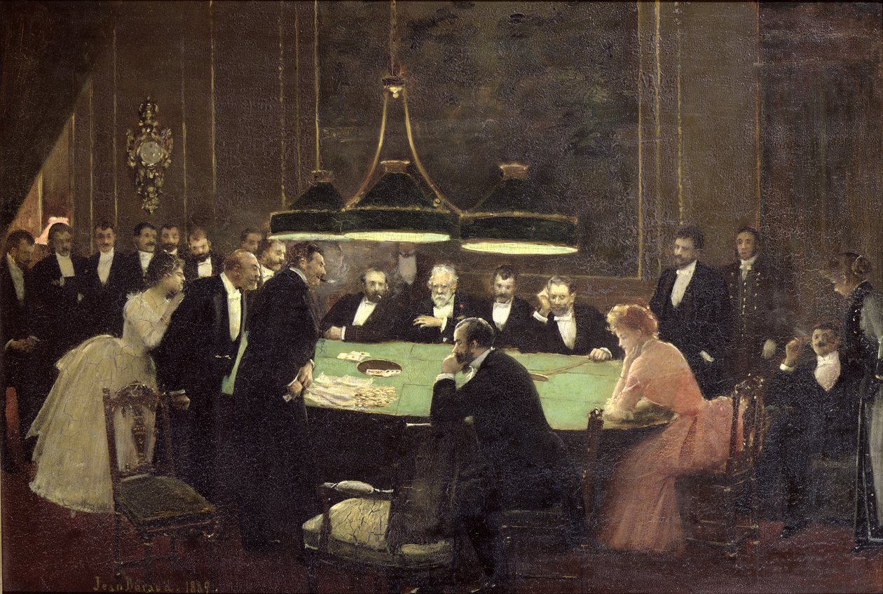 Kasinon pelihuone, 1889 tekijältä Jean Beraud