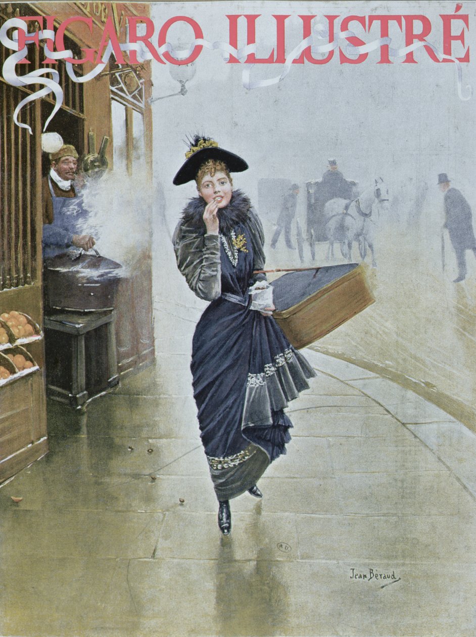 Nuori pariisilainen hatuntekijä, Figaro Illustren kansikuva, helmikuu 1892 tekijältä Jean Beraud