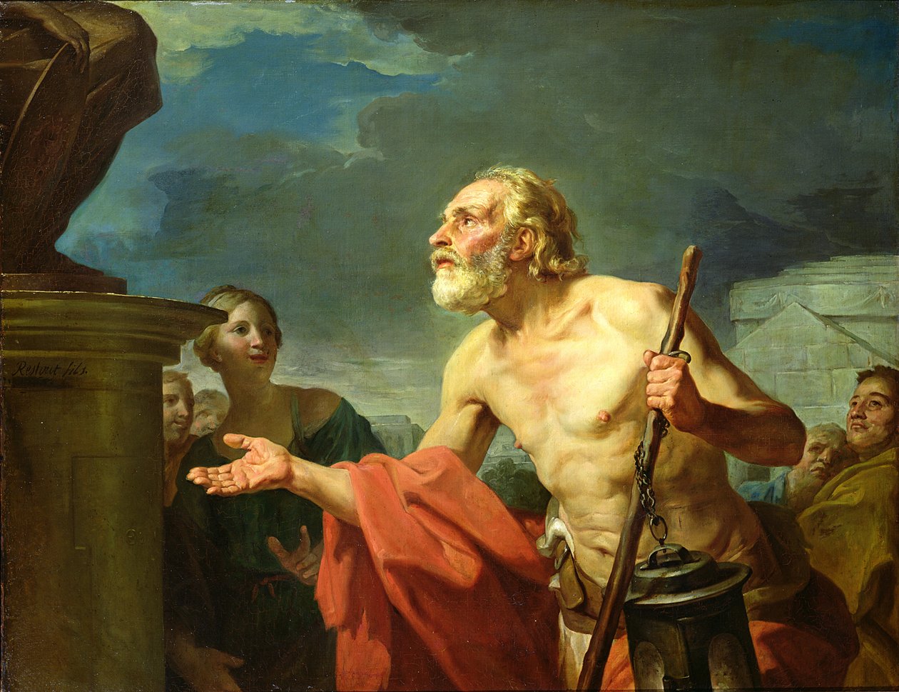 Diogenes pyytää almua, 1767 tekijältä Jean Bernard Restout