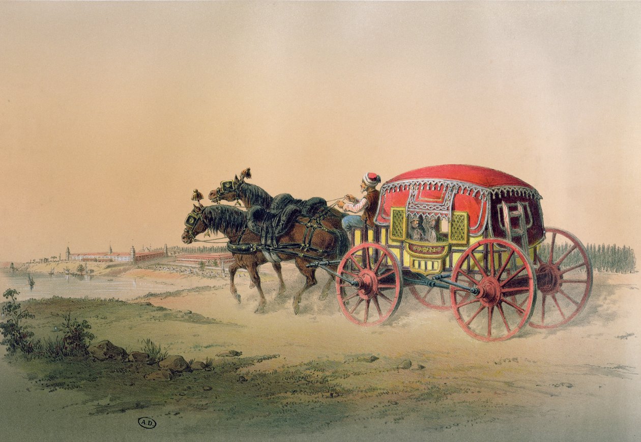 Turkkilainen vaunu Bosporinsalmen rannoilla, 1800-luvun puoliväli tekijältä Jean Brindesi