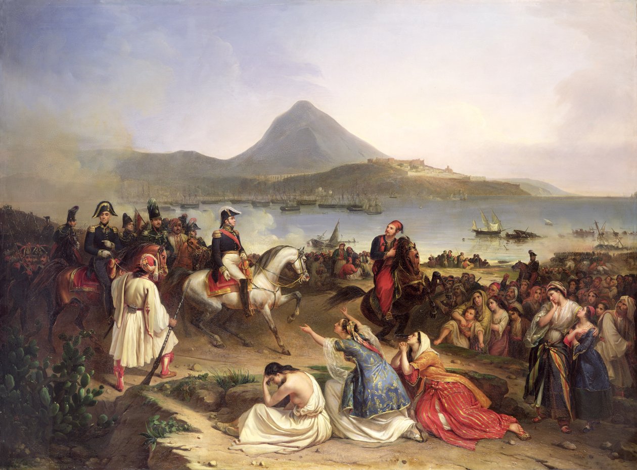 Kenraali Nicolas Joseph Maisonin (1771-1840) ja Ibrahim Pashan (1789-1848) tapaaminen Navarinossa syyskuussa 1828, 1838. tekijältä Jean Charles Langlois
