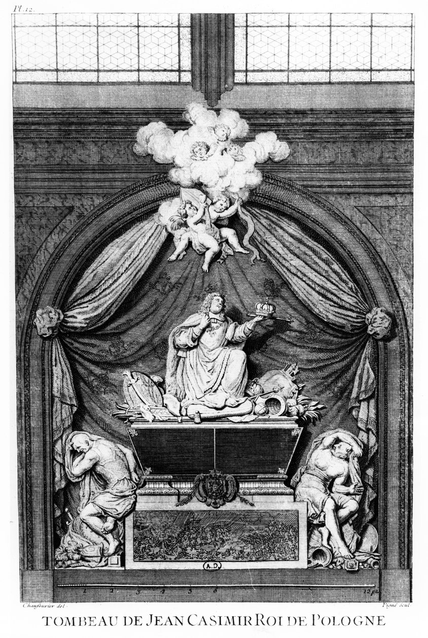 Kuningas Johannes II Casimir Vaasan sydämen hautakuva Abbaye de Saint-Germain-des-Prés