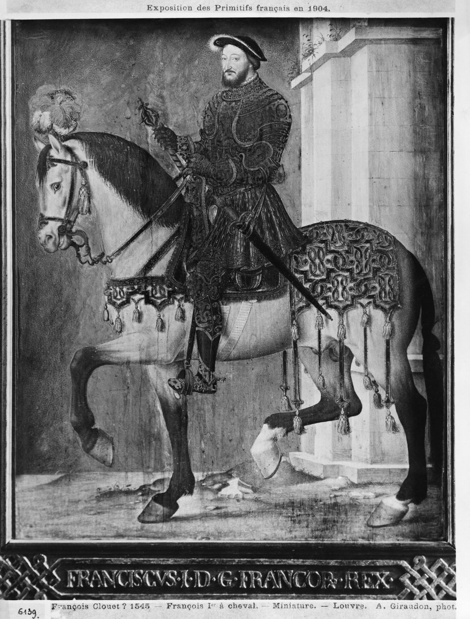 Ranskan kuninkaan Francis I:n ratsastusmuotokuva (wc vellum) tekijältä Jean Clouet