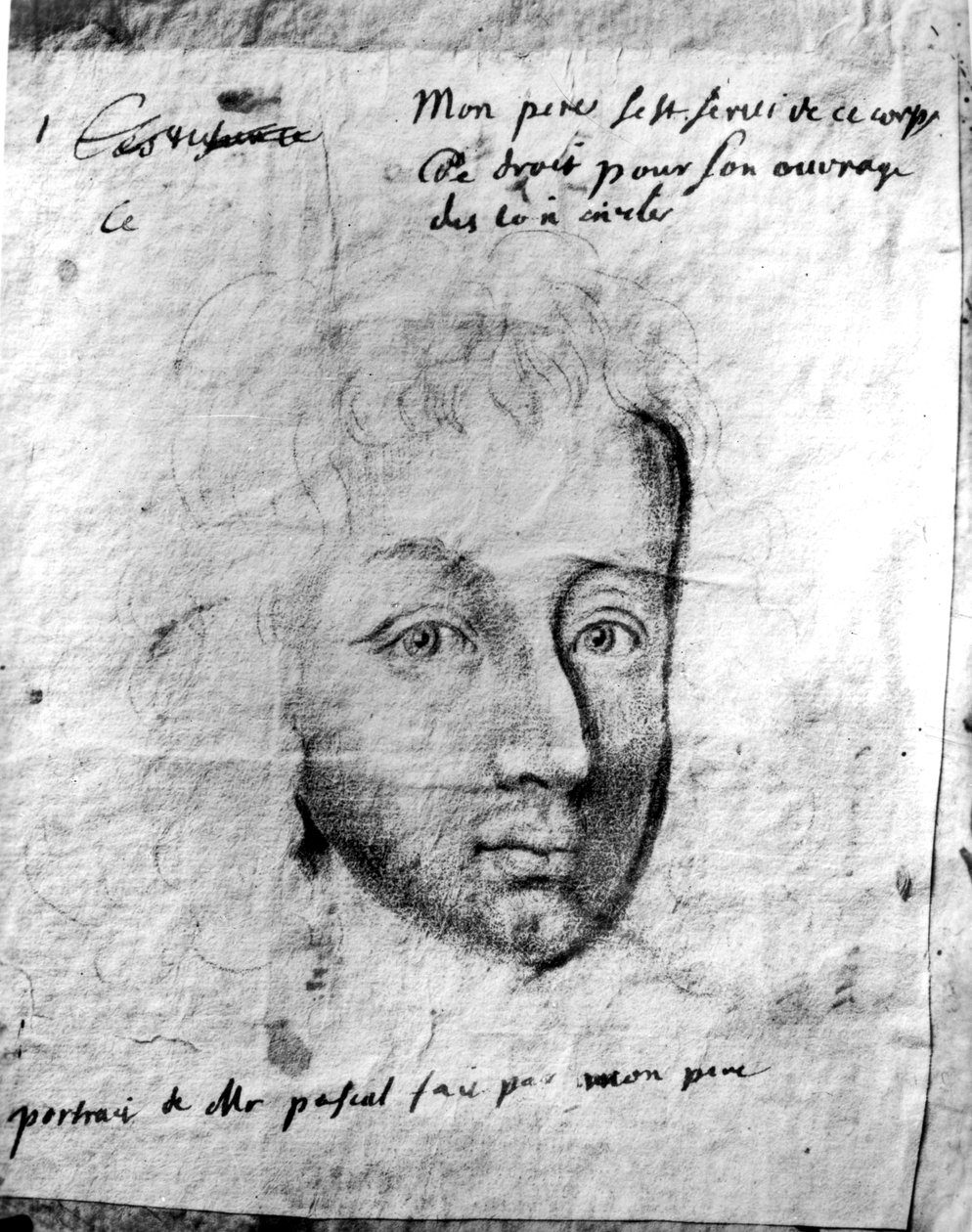 Blaise Pascalin (1623-62) muotokuva hänen ystävänsä (hiili paperilla) tekijältä Jean Donnat