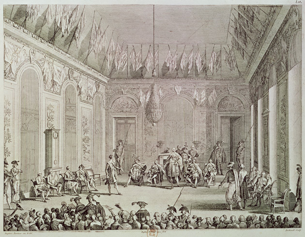 Hakemiston muodollinen yleisö, 30. Brumaire An IV (20. marraskuuta 1795), kaiverrus Pierre Gabriel Berthault (1748-1819) tekijältä Jean Duplessi Bertaux