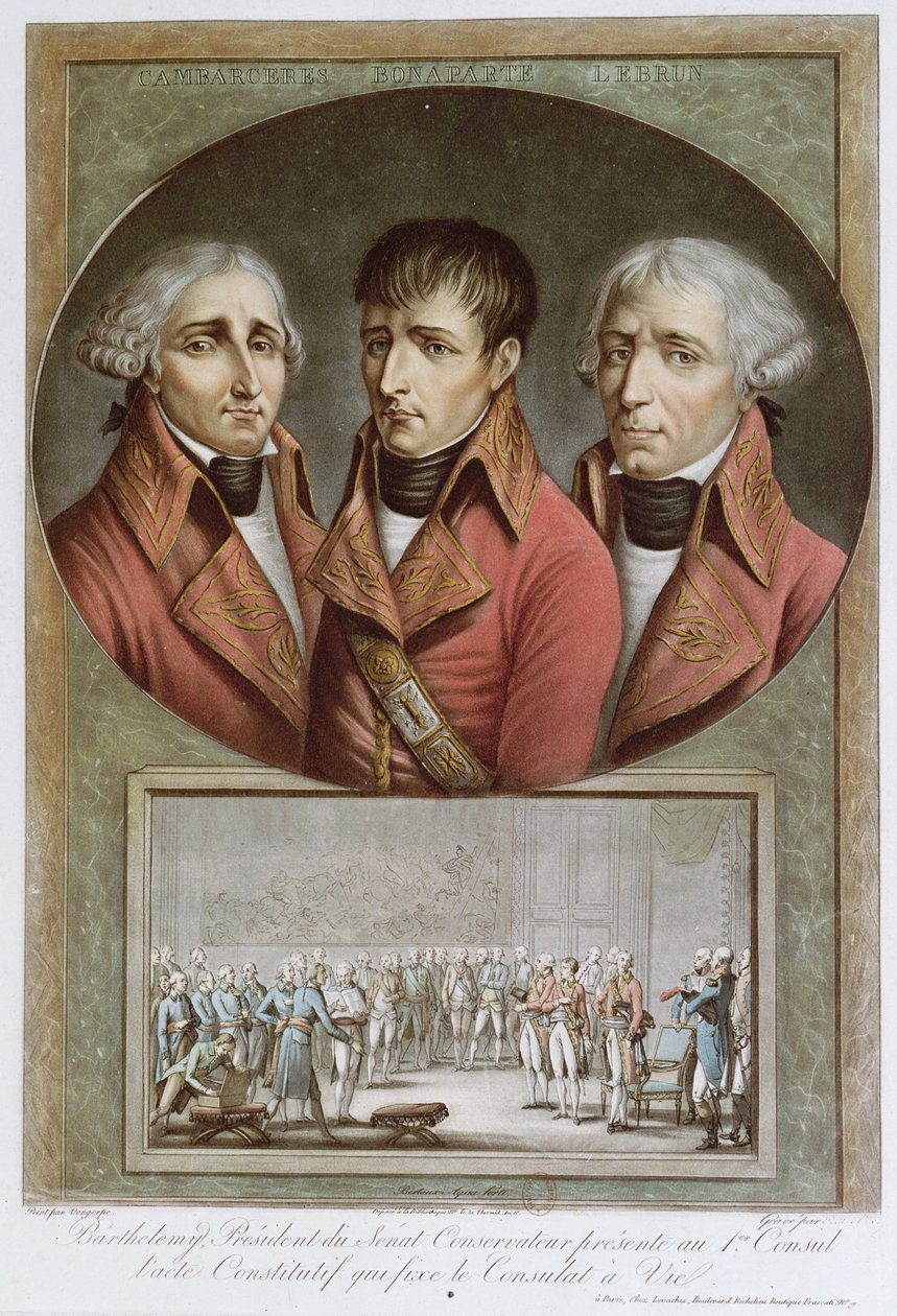Tasavallan kolmen konsulin ja Barthelemyn muotokuva pääkonsulille, 2. elokuuta 1802, kaiverrettu Charles Fra. tekijältä Jean Duplessi Bertaux