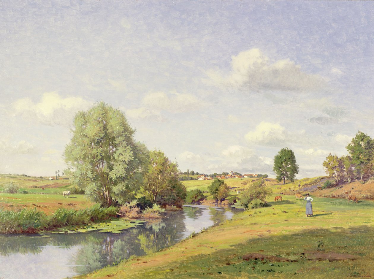 Saone-joki Grignancourtin lähellä tekijältä Jean F. Monchablon