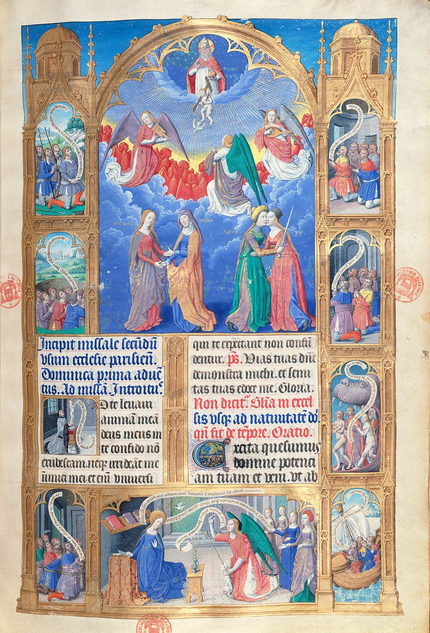 Ms 412 Avaussivu Missel de Parisilta, n. 1475 tekijältä Jean Fouquet