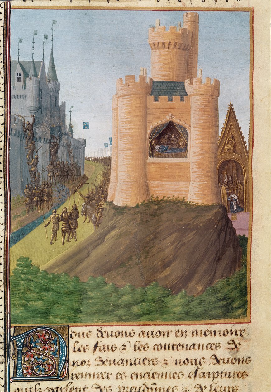 Ms Fr 6465 f.251 Ranskan kuninkaan Ludvig VIII:n (1187-1226) kuolema, teoksesta "Les Grandes Chroniques de France", n. 1460 tekijältä Jean Fouquet