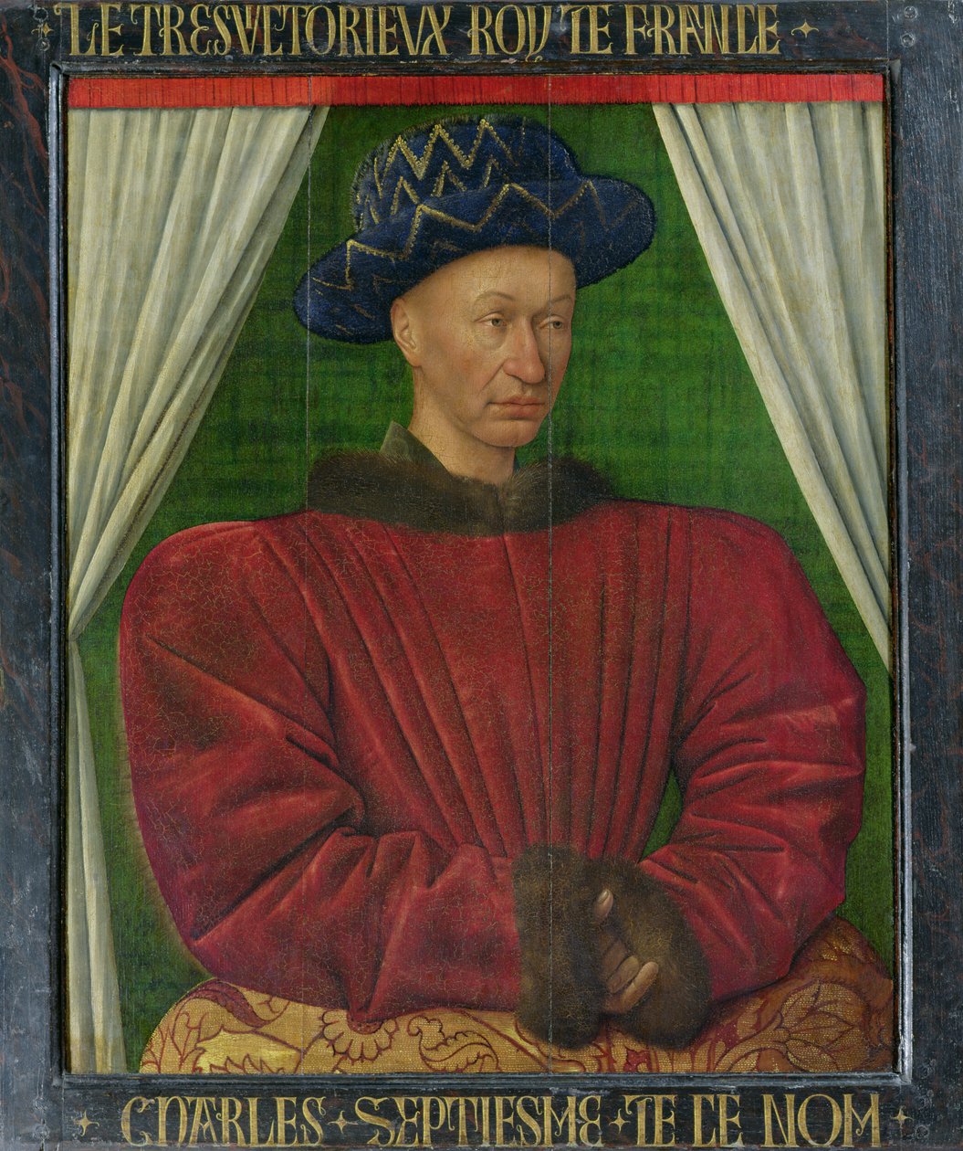 Kaarle VII:n muotokuva, n. 1445-1450 tekijältä Jean Fouquet
