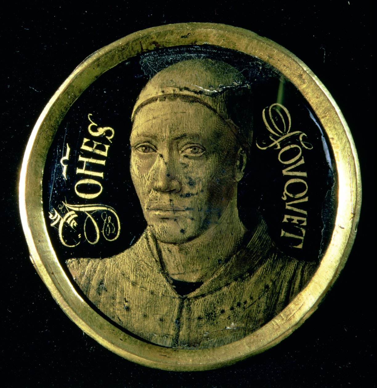 Omakuva medaljonki, n. 1450 (emali kuparilla) tekijältä Jean Fouquet