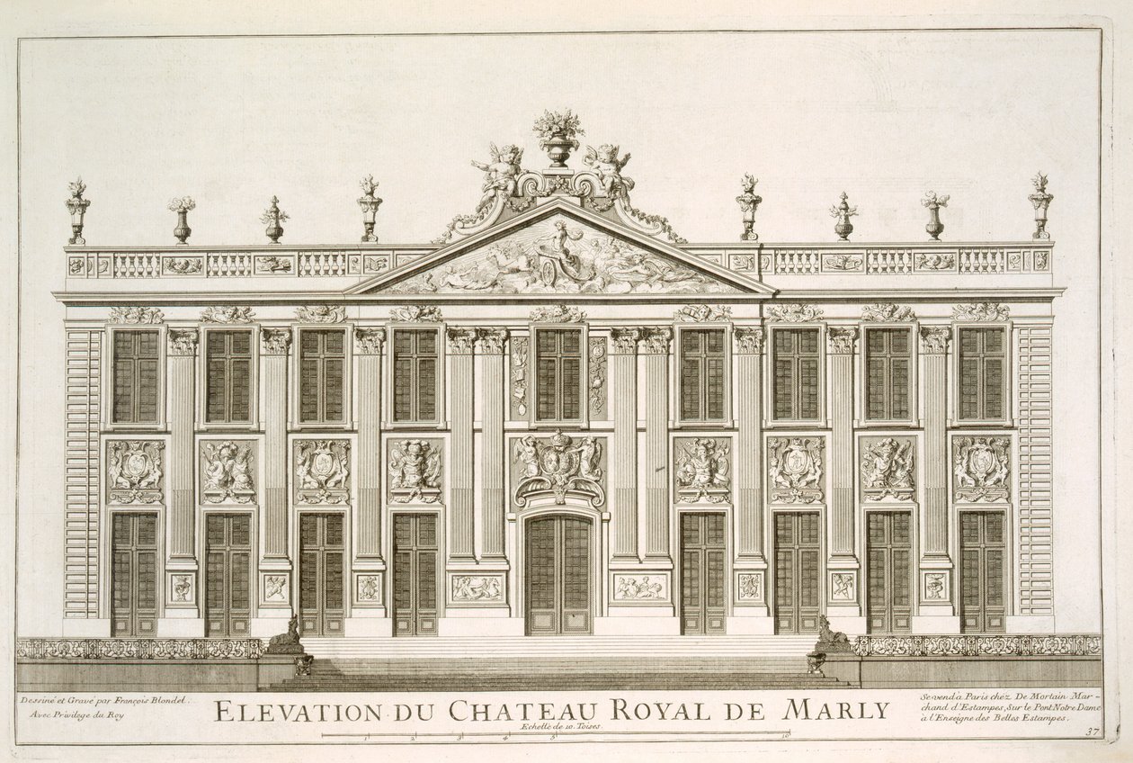 Marlyn kuninkaallisen linnan korkeus, noin 1720-luku tekijältä Jean Francois Blondel
